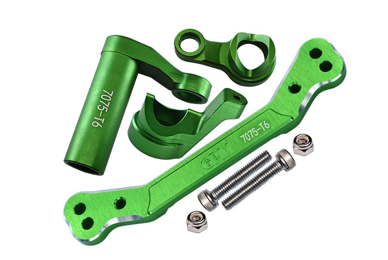 Aluminum 7075-T6 Steering Assembly + Steering Plate For Traxxas 1/8 4WD Sledge Monster Truck 95076-4 - 8Pc Set Green