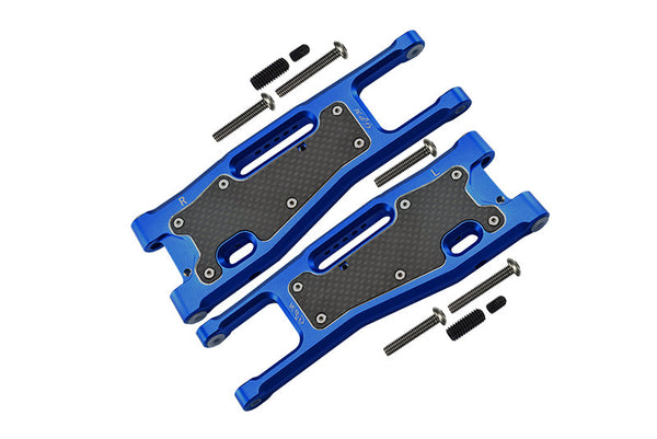 Aluminium 6061-T6 Front Lower Arms + Carbon Fibre Dust-Proof Protection Plate For Traxxas 1/8 4WD Sledge Monster Truck 95076-4 - 25Pc Set Blue