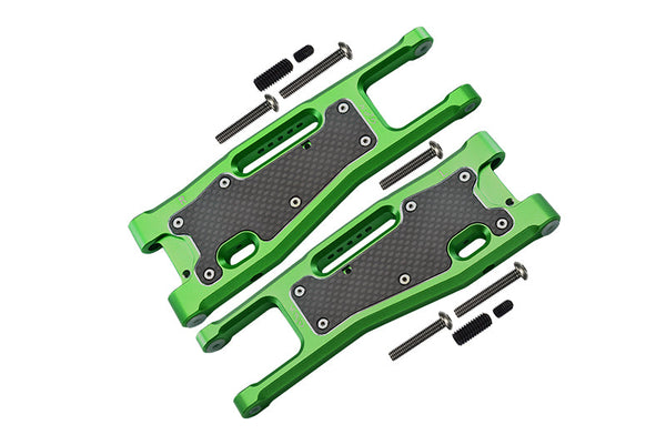 Aluminium 6061-T6 Front Lower Arms + Carbon Fibre Dust-Proof Protection Plate For Traxxas 1/8 4WD Sledge Monster Truck 95076-4 - 25Pc Set Green