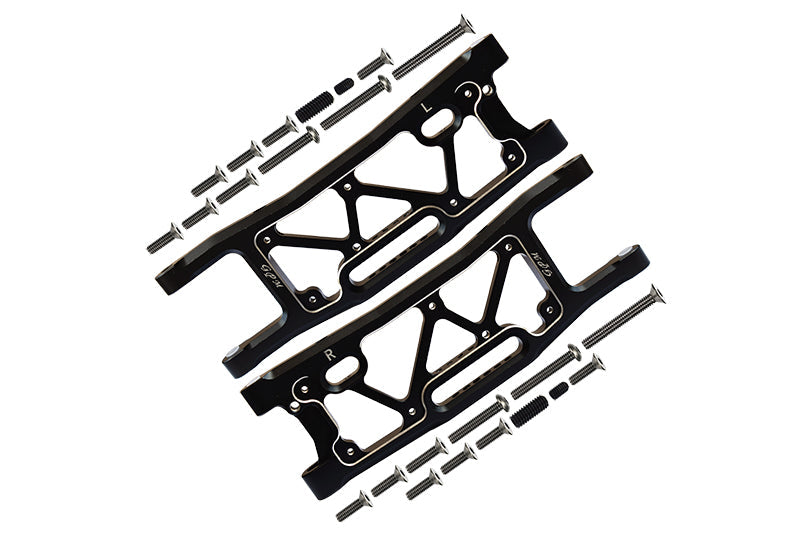 Aluminium 6061-T6 Rear Lower Suspension Arms For Traxxas 1/8 4WD Sledge Monster Truck 95076-4 - 26Pc Set Black