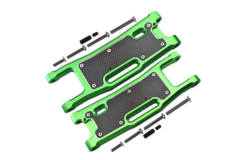 Aluminium 6061-T6 Rear Lower Arms + Carbon Fibre Dust-Proof Protection Plate For Traxxas 1/8 4WD Sledge Monster Truck 95076-4 - 28Pc Set Green