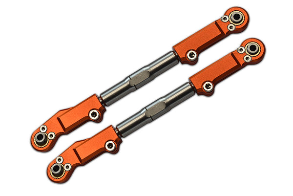 Traxxas 1/8 4WD Sledge Monster Truck 95076-4 Aluminum+Stainless Steel Rear Upper Arm Tie Rod - 2Pc Set Orange