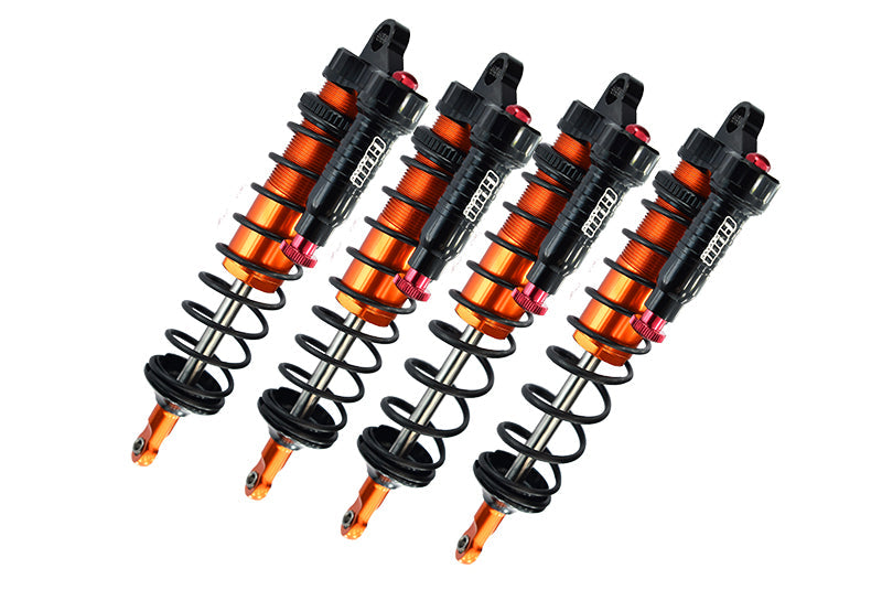 Aluminum 6061-T6 Front And Rear L-Shape Piggy Back (Built-In Piston Spring) Adjustable Spring Dampers For Traxxas 1/8 4WD Sledge Monster Truck 95076-4 Upgrades - Orange