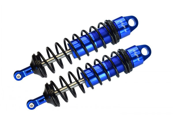 Aluminum 6061-T6 Front Adjustable Spring Dampers 128mm With 6mm Shaft For Traxxas 1/8 4WD Sledge Monster Truck 95076-4 - 2Pc Set Blue