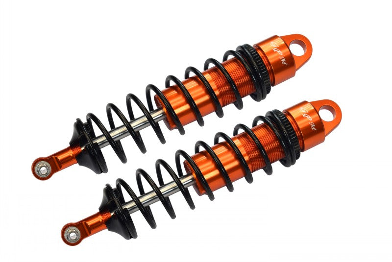 Aluminum 6061-T6 Front Adjustable Spring Dampers 128mm With 6mm Shaft For Traxxas 1/8 4WD Sledge Monster Truck 95076-4 - 2Pc Set Orange