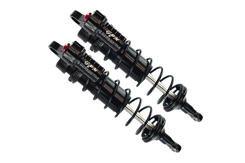 Aluminum Front L-Shape Piggy Back Adjustable Spring Dampers 128mm For Traxxas 1/8 4WD Sledge Monster Truck 95076-4 - 2Pc Set Black