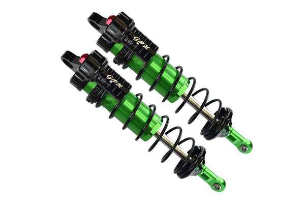 Aluminum Front L-Shape Piggy Back Adjustable Spring Dampers 128mm For Traxxas 1/8 4WD Sledge Monster Truck 95076-4 - 2Pc Set Green