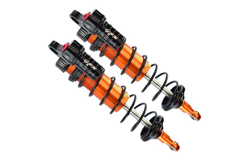 Aluminum Front L-Shape Piggy Back Adjustable Spring Dampers 128mm For Traxxas 1/8 4WD Sledge Monster Truck 95076-4 - 2Pc Set Orange