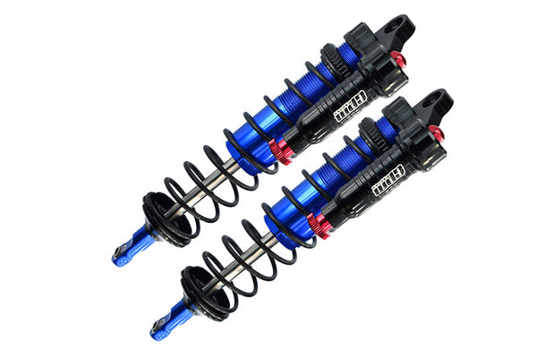 Aluminum 6061-T6 Front L-Shape Emulation Piggy Back (Built-In Piston Spring) Adjustable Spring Dampers 128mm For Traxxas 1/8 4WD Sledge Monster Truck 95076-4 - 2Pc Set Blue