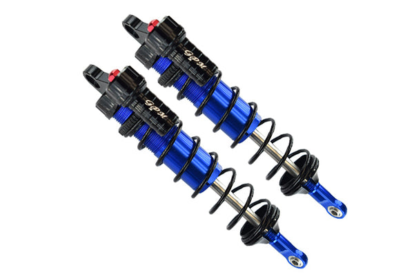 Aluminum Rear L-Shape Piggy Back Adjustable Spring Dampers 143mm For Traxxas 1/8 4WD Sledge Monster Truck 95076-4 - 2Pc Set Blue