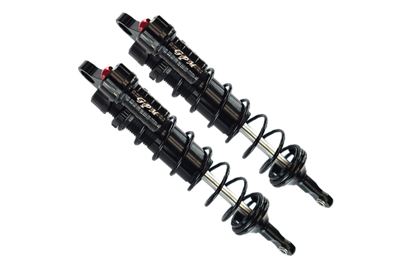 Aluminum Rear L-Shape Piggy Back Adjustable Spring Dampers 143mm For Traxxas 1/8 4WD Sledge Monster Truck 95076-4 - 2Pc Set Black