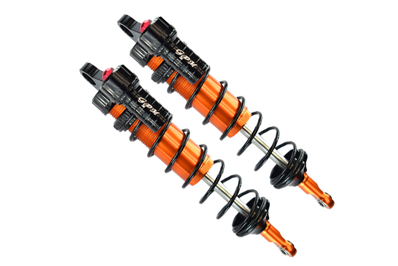 Aluminum Rear L-Shape Piggy Back Adjustable Spring Dampers 143mm For Traxxas 1/8 4WD Sledge Monster Truck 95076-4 - 2Pc Set Orange