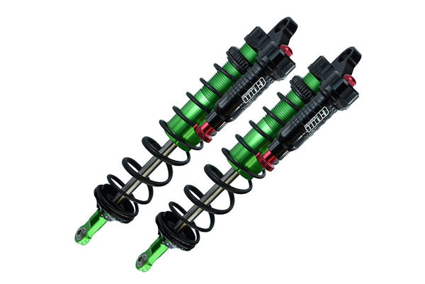 Aluminum 6061-T6 Rear L-Shape Emulation Piggy Back (Built-In Piston Spring) Adjustable Spring Dampers 143mm For Traxxas 1/8 4WD Sledge Monster Truck 95076-4 - 2Pc Set Green