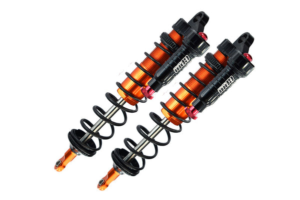 Aluminum 6061-T6 Rear L-Shape Emulation Piggy Back (Built-In Piston Spring) Adjustable Spring Dampers 143mm For Traxxas 1/8 4WD Sledge Monster Truck 95076-4 - 2Pc Set Orange