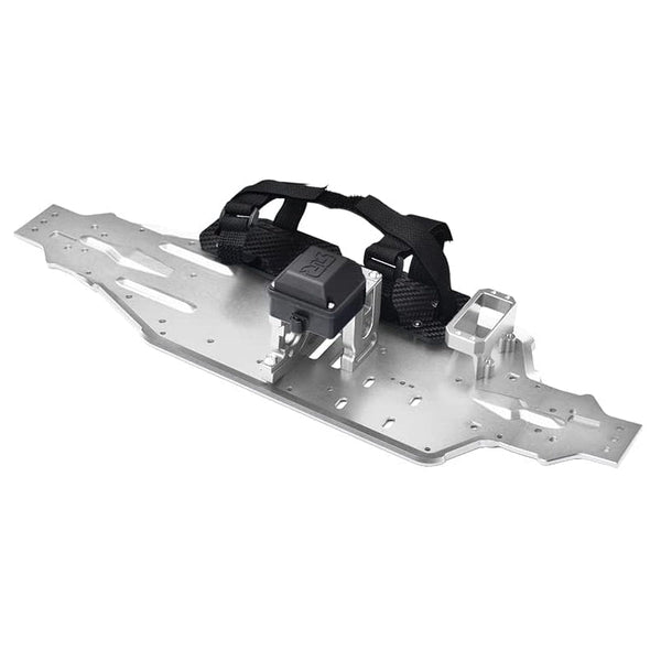 Aluminum 7075-T6 Chassis Plate With Servo Mount + Battery Compartment + Motor Base For Traxxas 1/8 4WD Sledge Monster Truck 95076-4 Upgrades - Silver