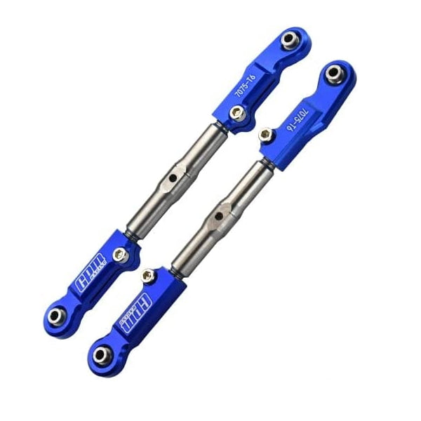 Aluminum 7075-T6+Stainless Steel Adjustable Front Steering Tie Rod For Traxxas 1/8 4WD Sledge Monster Truck 95076-4 - 6Pc Set Blue
