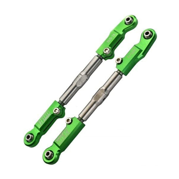 Aluminum 7075-T6+Stainless Steel Adjustable Front Steering Tie Rod For Traxxas 1/8 4WD Sledge Monster Truck 95076-4 - 6Pc Set Green