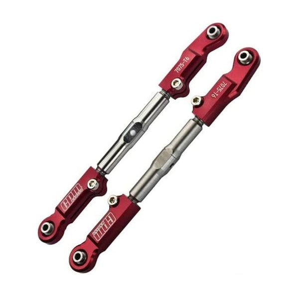 Aluminum 7075-T6+Stainless Steel Adjustable Front Steering Tie Rod For Traxxas 1/8 4WD Sledge Monster Truck 95076-4 - 6Pc Set Red