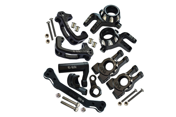 Aluminum Upgrade Combo Set A (C-Hubs + Knuckle Arms + Steering Assembly) For Traxxas 1/8 4WD Sledge Monster Truck 95076-4 - Black