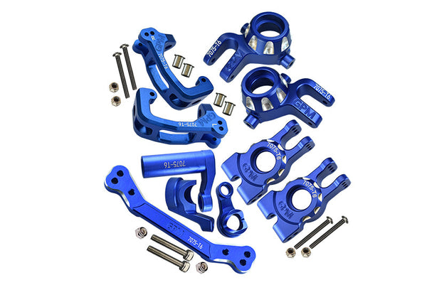 Aluminum Upgrade Combo Set A (C-Hubs + Knuckle Arms + Steering Assembly) For Traxxas 1/8 4WD Sledge Monster Truck 95076-4 - Blue