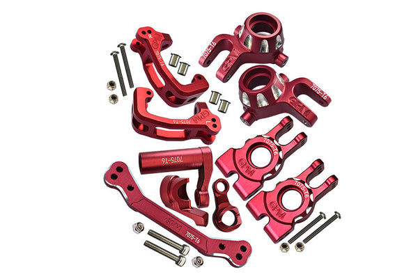 Aluminum Upgrade Combo Set A (C-Hubs + Knuckle Arms + Steering Assembly) For Traxxas 1/8 4WD Sledge Monster Truck 95076-4 - Red