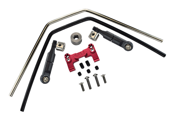 Aluminum Front Or Rear Sway Bar Mount With Linkage And Wire For Traxxas 1/8 4WD Sledge Monster Truck 95076-4 - 15Pc Set Red
