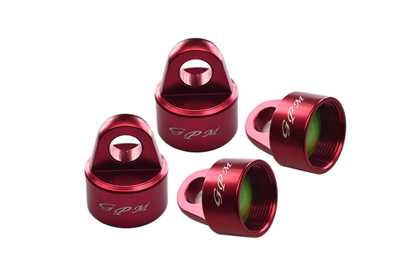 Aluminum 6061-T6 Damper Top Cap For GPM Optional And Original Shock Absorbers For Traxxas 1/8 4WD Sledge Monster Truck 95076-4 - 4Pc Set Red