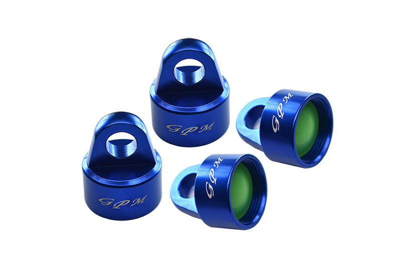 Aluminum 6061-T6 Damper Top Cap For GPM Optional And Original Shock Absorbers For Traxxas 1/8 4WD Sledge Monster Truck 95076-4 - 4Pc Set Blue