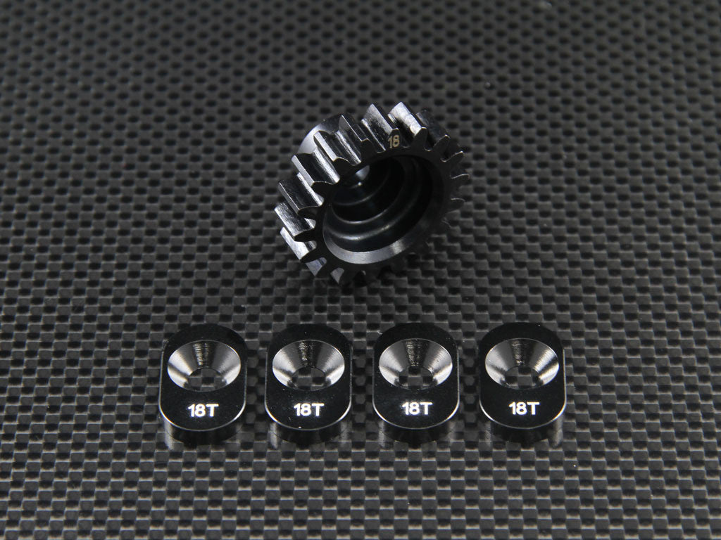 Team Losi 5ive-T Steel Clutch Bell Pinion (18T) With Pads - 5Pcs Set Black