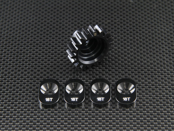 Team Losi 5ive-T Steel Clutch Bell Pinion (18T) With Pads - 5Pcs Set Black