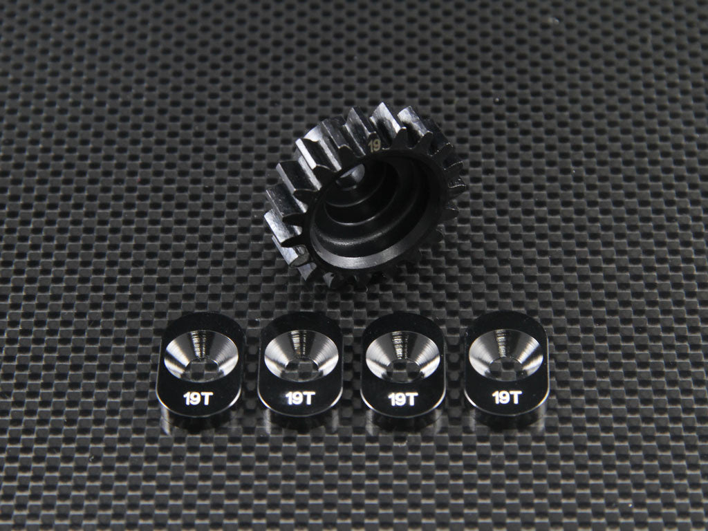 Team Losi 5ive-T Steel Clutch Bell Pinion (19T) With Pads - 5Pcs Set Black