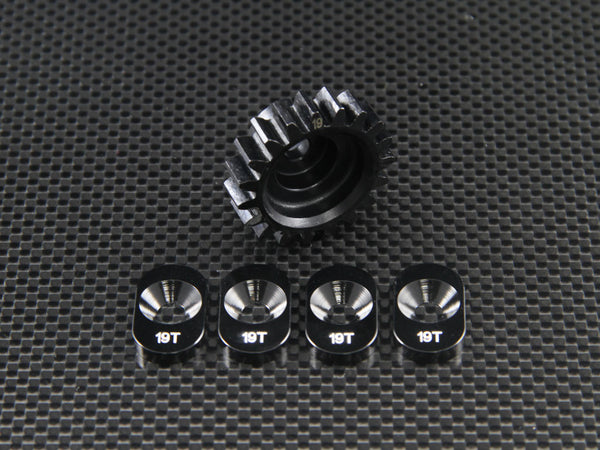 Team Losi 5ive-T Steel Clutch Bell Pinion (19T) With Pads - 5Pcs Set Black