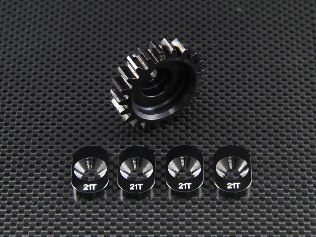 Team Losi 5ive-T Steel Clutch Bell Pinion (21T) With Pads - 5Pcs Set Black