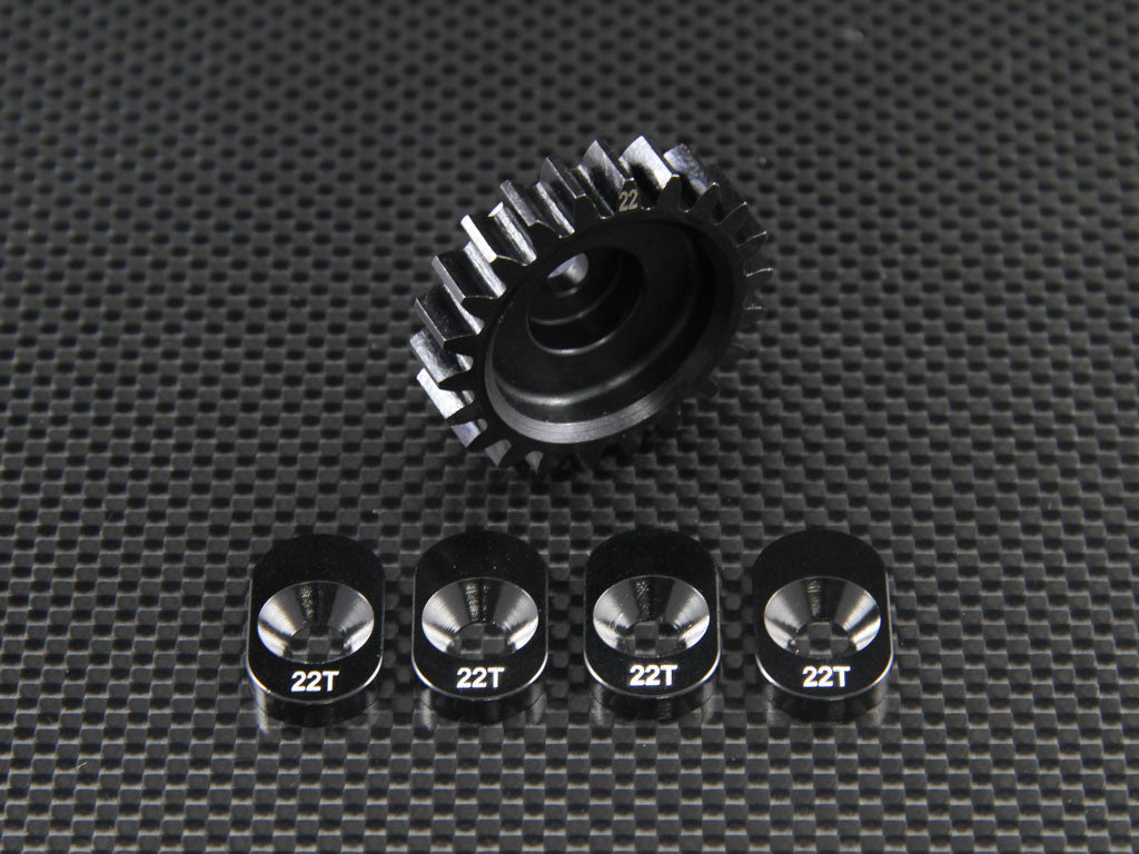 Team Losi 5ive-T Steel Clutch Bell Pinion (22T) With Pads - 5Pcs Set Black