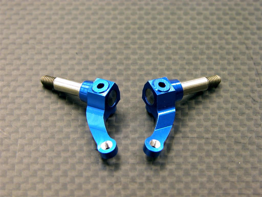 Team Losi Mini-T Aluminum Front Knuckle Arm + Titanium Wheel Shaft - 1Pr Blue