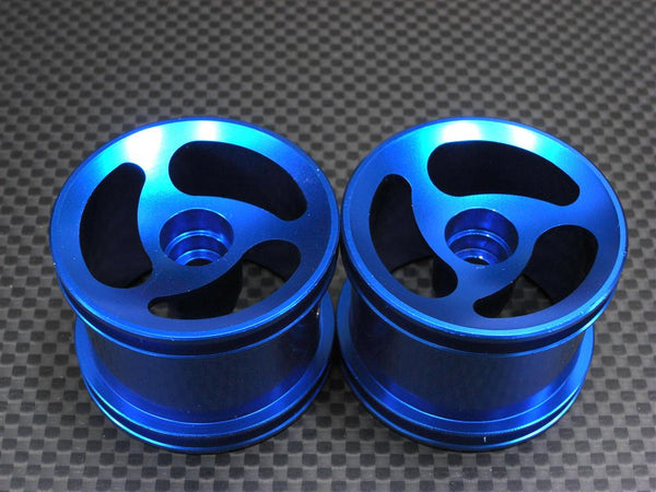 Team Losi Mini-T Aluminum Front Losi Sinkage Swirl Surface Rims (3 Poles) - 1Pr Blue