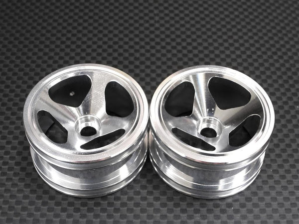Team Losi Mini-T Aluminum Front Narrow 3D Sinkage Rims (4 Poles) - 1Pr Silver