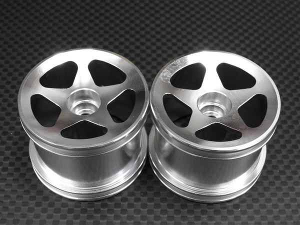 Team Losi Mini-T Aluminum Front Losi Sinkage Surface Rims (Star) - 1Pr Silver