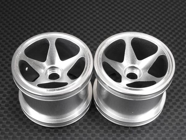 Team Losi Mini-T Aluminum Front 3D Sinkage Rims (5 Poles) - 1Pr Silver
