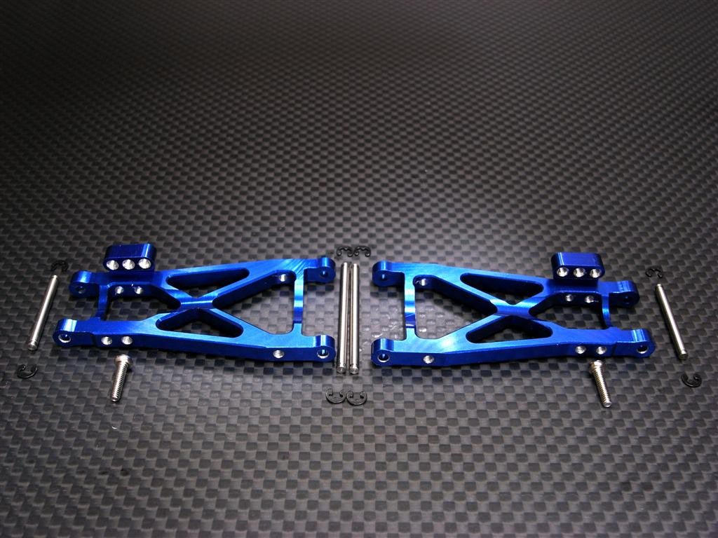 Team Losi Mini-T Aluminum Rear Lower Arm With Pins & E-Clips & Screws - 1Pr Set Blue