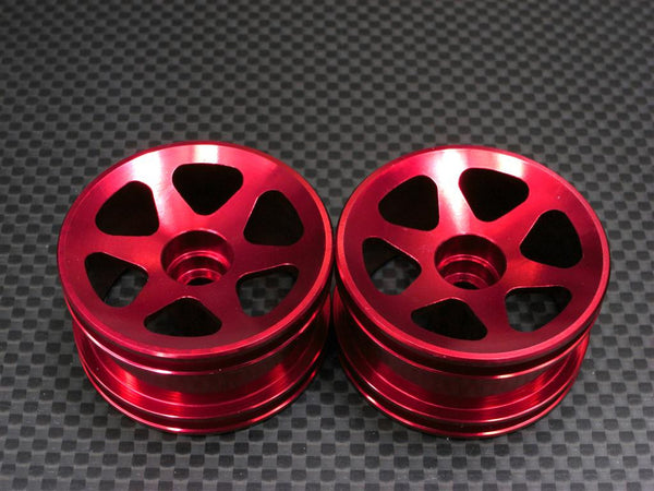 Team Losi Mini-T Aluminum Front Narrow Flat Rims (6 Poles) - 1Pr Red