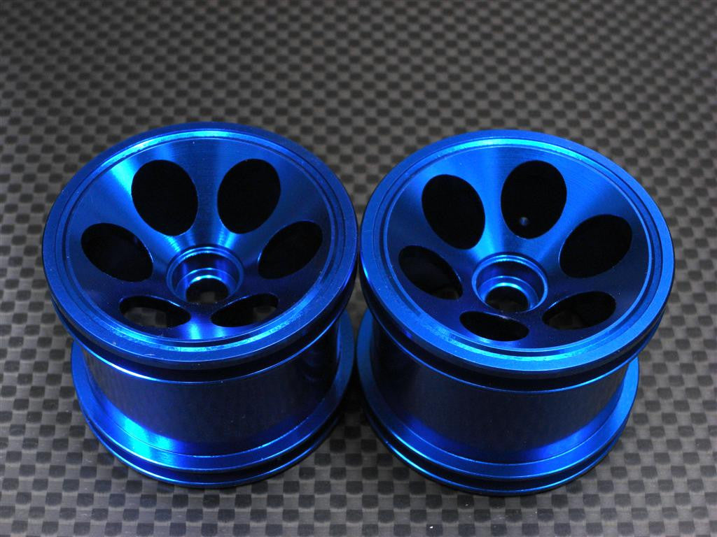 Team Losi Mini-T Aluminum Front 3D Sinkage Oval Pattern Rims (6 Holes) - 1Pr Blue