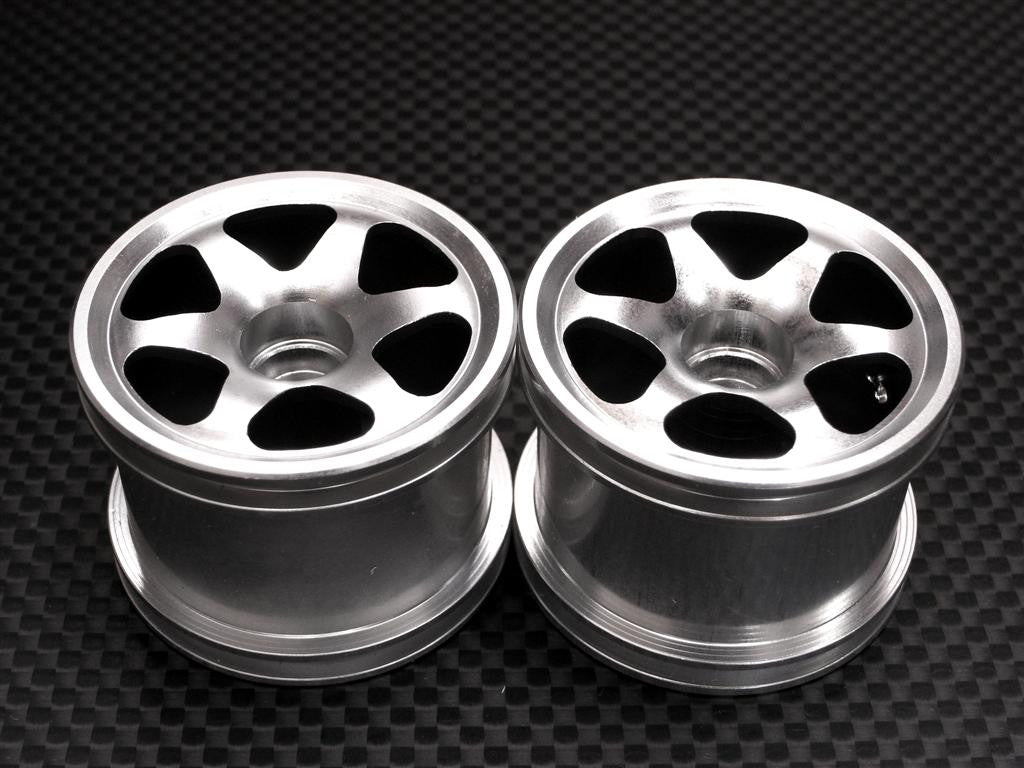 Team Losi Mini-T Aluminum Front 3D Ridge Rims (6 Poles) - 1Pr Silver