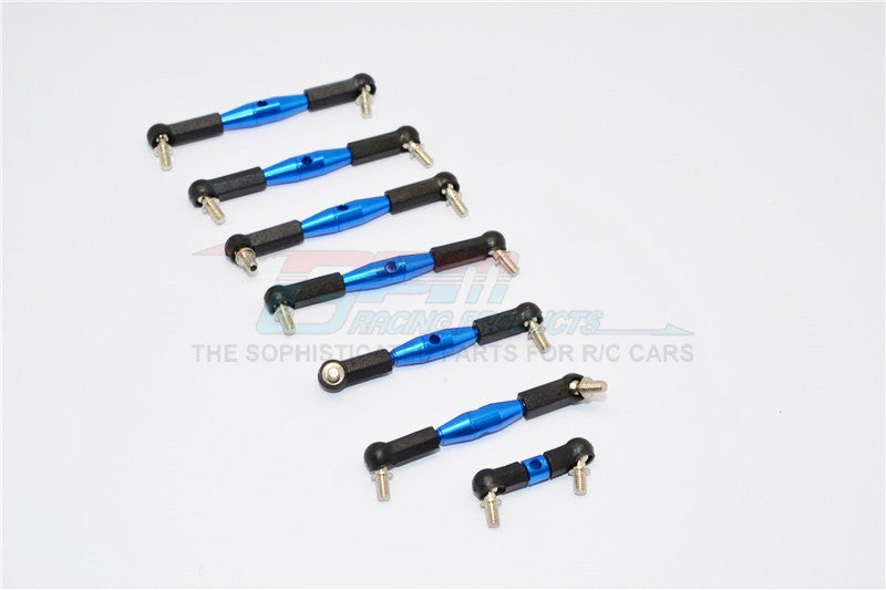 Team Losi Mini-T Aluminum Completed Tie Rod With Black Ball Ends - 7Pcs Set Blue