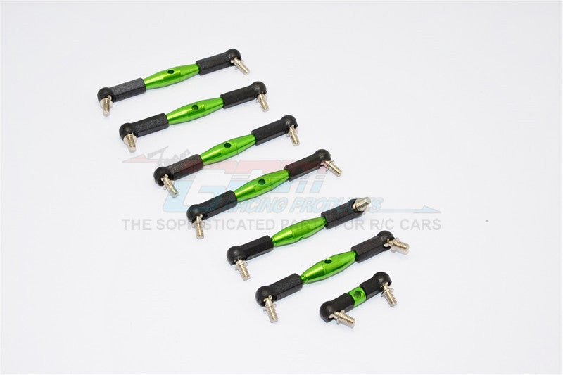 Team Losi Mini-T Aluminum Completed Tie Rod With Black Ball Ends - 7Pcs Set Green
