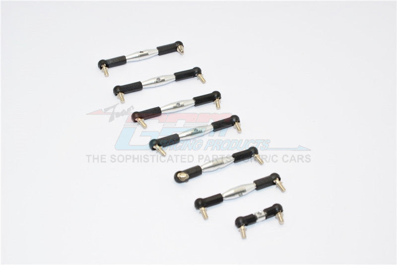Team Losi Mini-T Aluminum Completed Tie Rod With Black Ball Ends - 7Pcs Set Silver