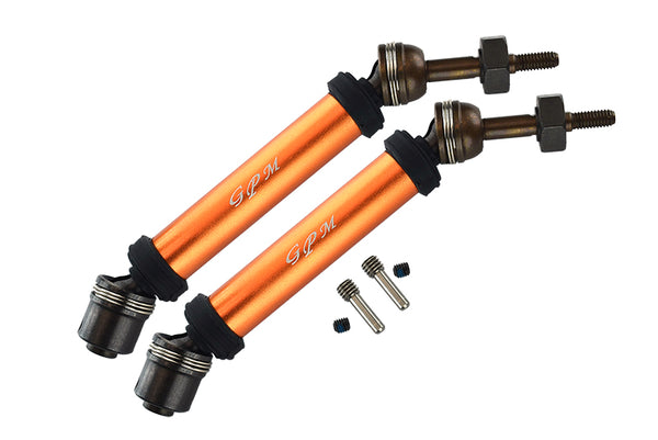 Traxxas Rustler 4X4 VXL (67076-4) / Hoss 4X4 VXL (90076-4) Harden Steel #45 Rear Axle CVD Drive Shaft With Alloy Body - 1 Pair Set Orange