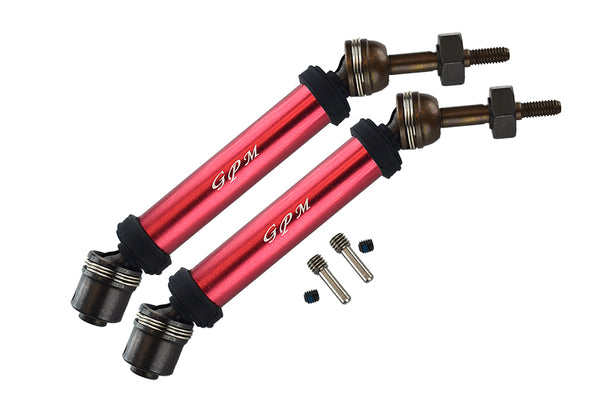 Traxxas Rustler 4X4 VXL (67076-4) / Hoss 4X4 VXL (90076-4) Harden Steel #45 Rear Axle CVD Drive Shaft With Alloy Body - 1 Pair Set Red