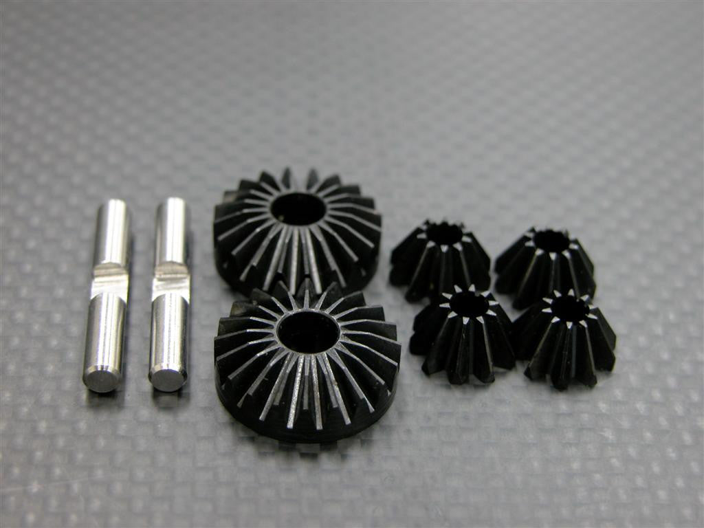 HPI Savage 21, X, XL, K4.6 Hard Steel 4 Bevel Gear Differential Conversion - 8Pcs Set Black
