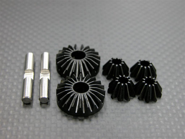 HPI Savage 21, X, XL, K4.6 Hard Steel 4 Bevel Gear Differential Conversion - 8Pcs Set Black